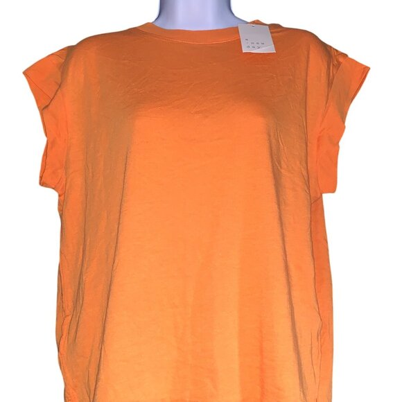 A New Day Womens Casual Summer Orange Cap Sleeve T-Shirt Lightweight Size Small - Picture 1 of 8